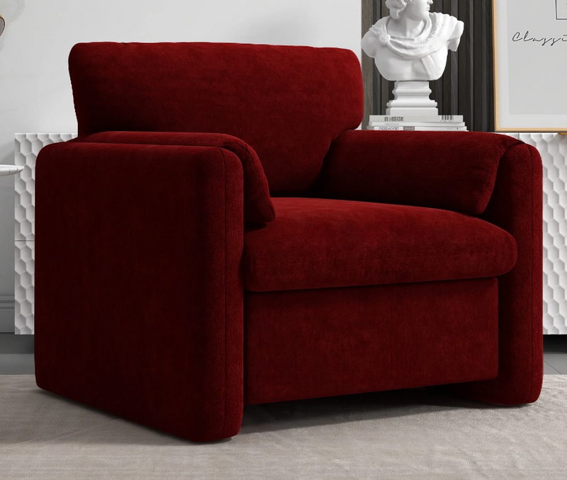 Ebello 38" Wide Adult Chenille Fabric Solid Color Track Arm Chair and a Half with Plush Cozy, Red