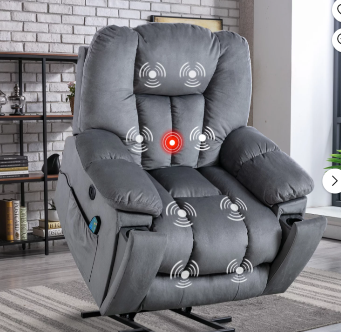 Ebello Large Lift Chair Recliner with Massage and Heat for Big Man, Oversized Gray