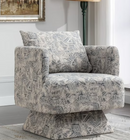 Ebello 26" Wide Adult Teddy Geometric Swivel Accent Bucket Chair with Cushion back, Blue