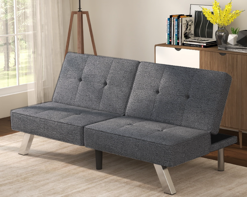 Ebello Futon Multifunctional Double Linen Folding Sofa Bed - Elegant Guest Bed , Gray