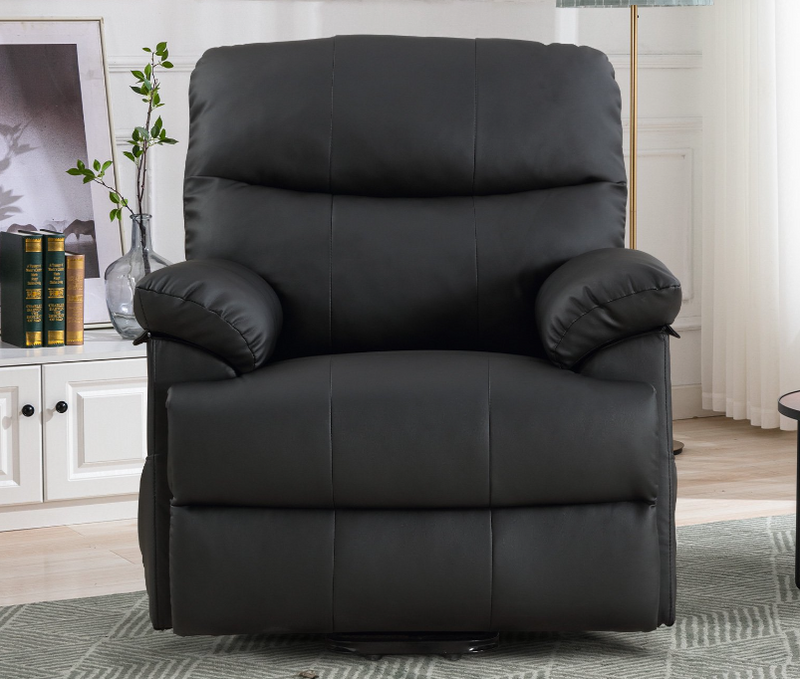 Ebello Faux Leather Recliner with Massage Heating, Assisted Standing for Living Room Bedroom, Black