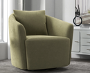 Ebello 30" Wide Adult Contemporary Mid-Century Modern Velvet Solid Color Swivel Bucket Chair with Tossing Pillow, Green