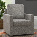 Ebello Swivel Accent Chair, Barrel Sherpa Aceent Chair in Fabric, Light Gray