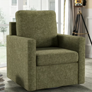 Ebello Swivel Accent Chair, Round Sherpa Aceent Chair in Fabric, Green