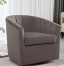 Ebello 29.5" Wide Adult Contemporary Comfort Plush Solid Color Swivel Bucket Chair with Channel Design, Gray