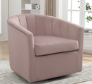 Ebello 29.5" Wide Adult Contemporary Comfort Plush Solid Color Swivel Bucket Chair with Channel Design, Pink