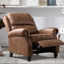Ebello Pushback Recliner Suede Armchair with Rivet Decor, Accent Chair for Living Room, Brown