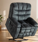 Ebello 40.2" Wide Adult Plush Living Room Heated Massaging Lift Recliner Chair with Remote Controls and Storage Pocket, Gray