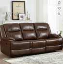 Bonzy Home 83.5" Wide Manual Premium Genuine Leather Triple Seater Recliner Sofa