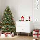 Bonzy Home Solid Wood Nightstand with 2 Drawers, Wood top, Cream