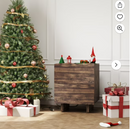 Bonzy Home 2 Drawer Solid Wood Nightstand with Charging Stand, Dark Wood