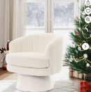 Bonzy Home 29" Wide Adult Modern Cozy Teddy Solid Color Swivel Accent Chairs with Channel Design, Beige