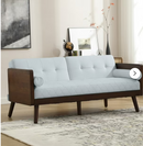 Bonzy Home 70" Futon Sofa Bed, Convertible 2-in-1 Sleeper Sofa with 2 Cushions, Chenille Tufted Folding Sofa for Small Spaces,Blue