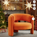 Bonzy Home Modern Velvet Accent Chair, Stylish Club Adults Armchair,Wide Seat and Soft Cushion,Orange