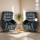 Ebello 40.2" Wide Adult Plush Living Room Heated Massaging Lift Recliner Chair with Remote Controls and Storage Pocket, Gray(Set of 2)