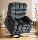 Ebello 40.2" Wide Adult Plush Living Room Heated Massaging Lift Recliner Chair with Remote Controls and Storage Pocket, Gray