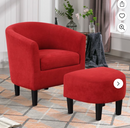 Bonzy Home Velvet Accent Chair with Ottoman for Living Room,Red