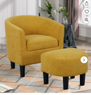 Bonzy Home Velvet Accent Chair with Ottoman for Living Room,Yellow