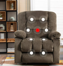 Bonzy Home Design Overstuffed Massage Recliner Chairs with Heat and Vibration, Soft Fabric Single Manual Reclining Chair for Living Room Bedroom,Brown