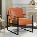 Bonzy Home 22" Wide Upholstered Chair with Metal Feet and Cushions,Orange