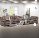 Bonzy Home 3 Pieces Recliner Sofa Furniture Set, Manual Recliner with Massage and Heat, Loveseat Recliner Chair and 3 Seat Reclining Couch Set for Living Room, Light Brown(Recliner+Loveseat+Sofa)