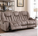Bonzy Home Reclining Sofa for Living Room, Extra Wide Modern Overstuffed 3 Seat Recliner Manual Sofa Chair with Hidden Armrest Cup Holders, Breathable Soft Fabric and Padded Seat, Light Brown