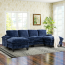 Bonzy Home U Shaped Convertible Sectional Sofa Couch for Living Room Ottoman Royal Blue