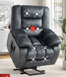 Ebello Power Lift Recliner Chair, Massage and Heat for Elderly, Electric Adjustable Headrest Soft Fabric Upholstered Reclining Sofa with Cup Holders Storage Pockets for Living Room Bedroom (Gray)