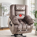 Ebello Power Lift Recliner Chair, Massage and Heat for Elderly, Electric Adjustable Headrest Soft Fabric Upholstered Reclining Sofa with Cup Holders Storage Pockets for Living Room Bedroom (Brown)
