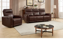 EBLLEO 1+3 Seater Power Recliner Sofa Set, Faux Leather Reclining Chair, and 3-Seater Couch and USB Ports for Living Room Home Theater (Dark Brown)