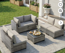 Ebello 7-Piece Modular Conversation Set, Outdoor Patio Sectional Sofa with Glass Coffee Table, Rattan Garden Furniture, GLG(Light Gray)
