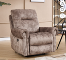 Ebello Overstuffed Electric Power Recliner Chair, Soft Fabric Vintage Rivet Design Single Reclining Sofa with USB Ports, Massage and Heat for Living Room, Light Brown