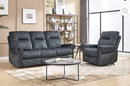 Ebello 4-Seater Recliner Sofa Set, Power Recliner Chair and 3-Seater Sofa, Vintage Rivet Mid-Century Design for Living Room, Greenish Gray