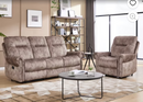 Ebello 4-Seater Recliner Sofa Set, Power Recliner Chair and 3-Seater Sofa, Vintage Rivet Mid-Century Design for Living Room, Light Brown