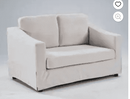 Ebello 2-Seater Loveseat Sofa, Thick Cushion Soft Fabric Upholstered Compact Couch for Living Room, Apartment, Office with 2 Colors Available (Beige)