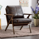 Bonzy Home Accent Armhair with Solid Wood Frame and Removable Cushions, Upholstered Leather,Dark