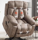 Ebello 40.5" Wide Extra Large Microfiber Electric Heated Massage Lift Recliner Living Room Chair with Cup Holder & USB, Light Brown(Set of 2)