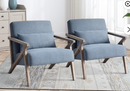 Ebello Mid Century Modern Accent Chair, Set of 2, with Fabric Upholstered for Living Room, Blue