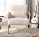 Ebello Rustic Mid-Century Modern Accent Chair,Fabric Upholstered Armchair,Wood FrameSingle Sofa (2-Pack,Beige)