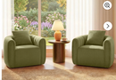Bonzy Home Swivel Accent Chair, Modern Velvet Living Room Chair with Pillow, Barrel Chair for Bedroom & Reading Corner (Green，2 Pack，Fully Assembled )