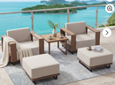 Ebello Patio Conversation Sets - Wicker 2 Chairs Coffee Table and 2 Ottomans Complete Set with Thick Cushions Brown & Beige - CH-04