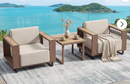 Ebello Patio Conversation Sets - Wicker 2 Chairs and Coffee Table Outdoor Set with Thick Cushions Brown & Beige - CH-02