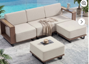 Ebello Outdoor Sofas & Sectionals - 3 Seater Wicker Sofa and 2 Ottomans Comfort Seating with Thick Cushions Brown & Beige - 3S-16