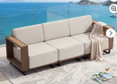 Ebello Outdoor Sofas & Sectionals - 3 Seater Wicker Patio Sofa Spacious Seating with Thick Cushions Ergonomic Backrest Brown & Beige - 3S-14