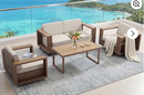 Ebello Patio Conversation Sets - 360° Swivel 4-6 Seater Wicker Sofa 2 Rotating Chairs and Coffee Table Brown & Beige - LS-12