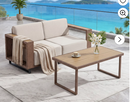 Ebello Patio Conversation Sets - 2 Seater Wicker Sofa and Coffee Table Outdoor Set with Thick Cushions Brown & Beige - LS-09