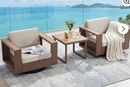 Ebello Patio Conversation Sets - 360° Swivel Wicker 2 Chairs and Coffee Table Set with Thick Cushions Brown & Beige - SC-07