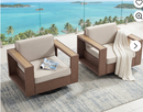 Ebello Patio Conversation Sets - 360° Swivel Wicker 2 Chairs with Thick Cushions Brown & Beige - SC-06