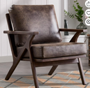 Ebello Mid-Century Modern PU Leather Accent Chair, Wood Frame Armchair with Removable Thick Padded Cushions for Living Room, Bedroom, Reception, Dark Gray