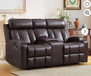 Bonzy Home Loveseat Recliner Sofa for Living Room, Extra Wide Modern Overstuffed 2 Seat Reclining Manual Sofa Chair,PU Leather, Brown(Loveseat)